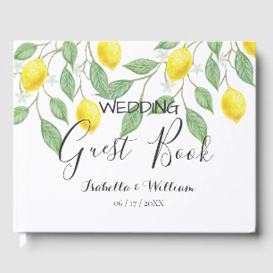 Livre D'or Mariage d'été moderne Boho Watercolor Lemon