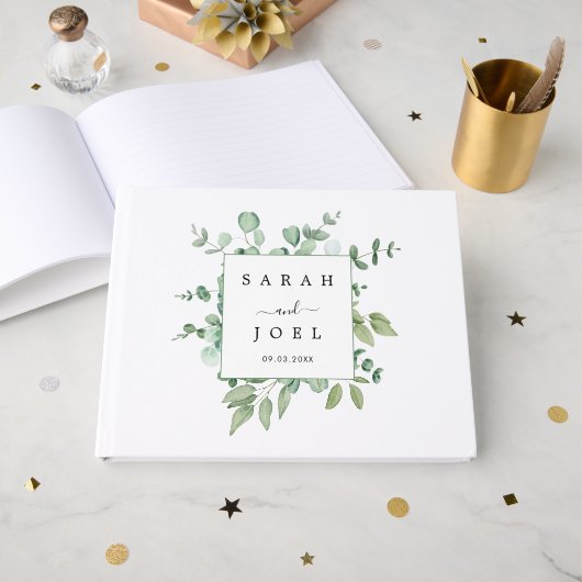 Livre D'or Mariage d'eucalyptus (Recto ouvert)