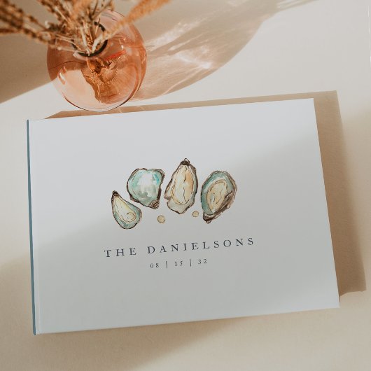 Livre D'or Mariage d'huîtres côtières aquarelle