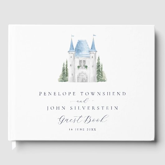 Livre D'or Mariage d'illustration du château d'aquarelle roma (Recto)