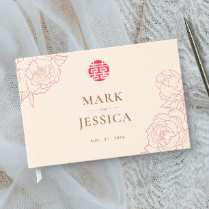 Livre D'or Mariage Double Bonheur Élégant Chinois