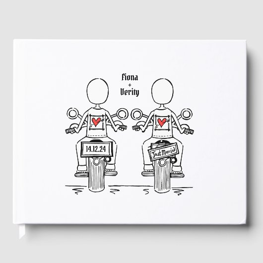 Livre D'or Mariage du soir de moto de deux mariées sur mesure (Recto)