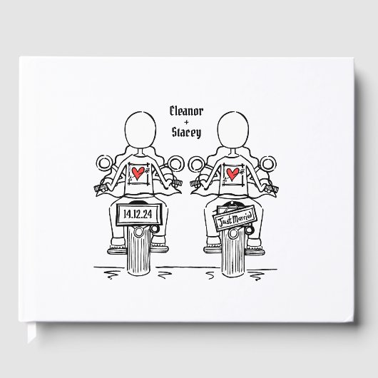 Livre D'or Mariage du soir de moto de deux mariées sur mesure (Recto)
