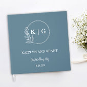 Livre d'or Mariage Dusty Blue & White Monogram