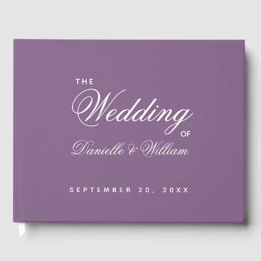 Livre D'or Mariage Dusty Purple Simple Calligraphie Script (Recto)