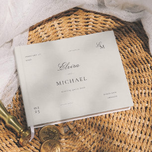Livre D'or Mariage éditorial minimaliste en ivoire