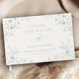 Livre D'or Mariage élégant au jardin floral bleu poussiéreux