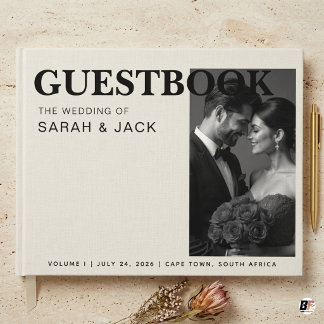 Livre D'or Mariage élégant avec photo personnalisée en noir e