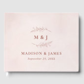 Livre D'or Mariage Élégant Boho Pink à feuilles minimes (Recto)