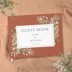 Livre D'or Mariage Élégant Botanique Terre Cuite