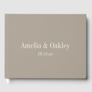 Livre D'or Mariage Élégant Brun Taupe Minimaliste Sur Mesure