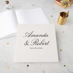 Livre D'or Mariage élégant calligraphié noir et ivoire