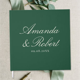 Livre D'or Mariage Élégant Calligraphie Verte