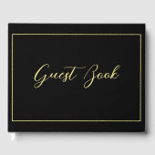 Livre D'or Mariage Élégant Chic Typographie Noir & Jaune (Recto)
