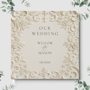 Livre D'or Mariage Élégant Classique Floral Ivoire