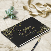 Mariage élégant Gold & Black Frilly Filigree