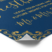 Livre d'or Mariage Elegant Marine Blue Gold Frame (Coin)