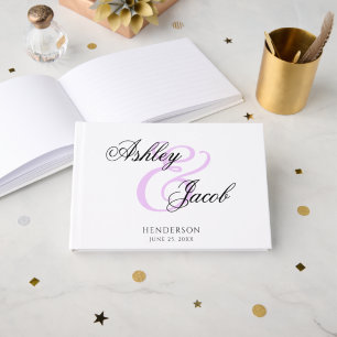 Livre D'or Mariage Élégant Minimaliste Violet Clair Nom Perso