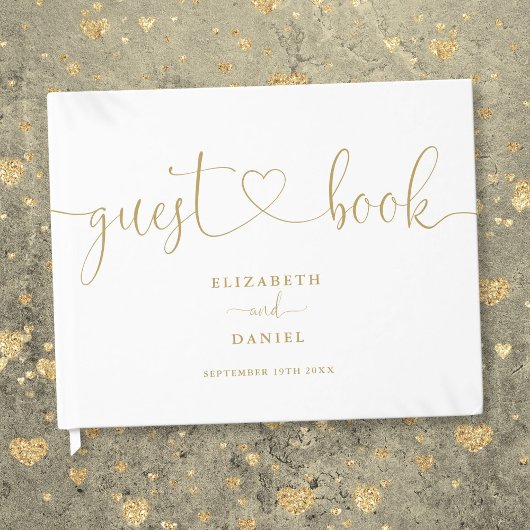 Livre D'or Mariage élégant moderne or écriture script