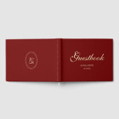 Livre D'or Mariage Élégant Monogramme Script Rouge Vin (Complet)
