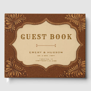 Livre D'or Mariage Élégant Terracotta Rustique Occidental Out