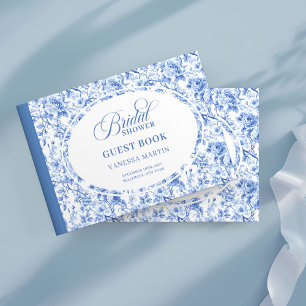 Livre D'or Mariage Élégant Toile Florale Bleu Marine