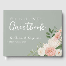 Mariage Élégant Vert Sauge Floral Pêche 