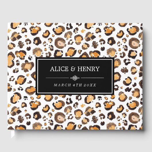 Livre D'or Mariage Empreinte de léopard aquarelle (Recto)