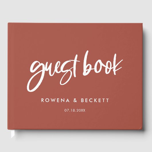 Livre D'or Mariage en brique brûlée moderne et élégant (Recto)
