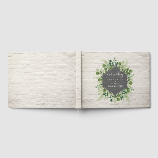 Livre D'or Mariage en briques blanches de verdure botanique (Complet)