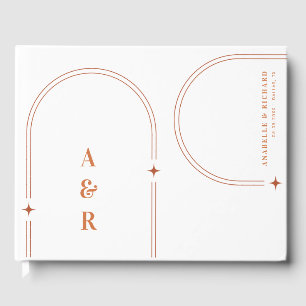 Livre D'or Mariage en terre cuite Boho Arch Abstrait Monogram