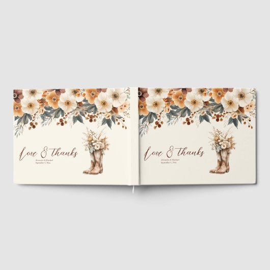 Livre D'or Mariage en terre cuite florale Boots de l'Ouest (Complet)