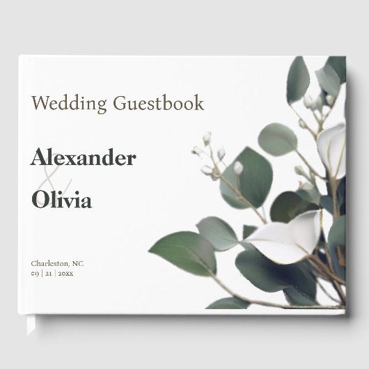 Livre D'or Mariage Eucalyptus moderne (Recto)