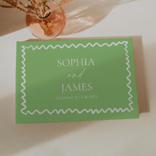 Livre D'or Mariage Fantaisiste Citron Vert Bordure Ondulée