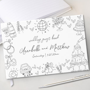Livre D'or Mariage Fantaisiste Dessiné à la Main