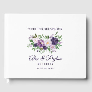 Livre D'or Mariage Fleur Blanc Lavande Violet prune