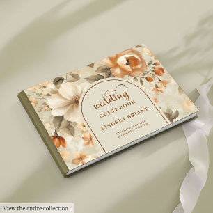 Livre D'or Mariage Fleur de Romantique Boho Cuivre Ivoire Sag