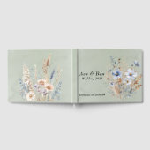 Livre D'or Mariage Fleur sauvage bleu foncé Sage Green (Complet)
