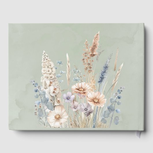 Livre D'or Mariage Fleur sauvage bleu foncé Sage Green (Verso)