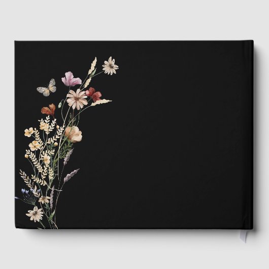 Livre D'or Mariage Fleur sauvage Boho noir (Verso)