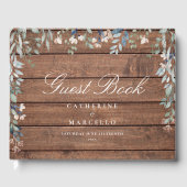 Livre D'or Mariage Fleur sauvage Rustic Wood Floral (Recto)