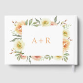 Livre D'or Mariage fleuri à fleurs d'aquarelle de pêche (Verso)