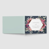 LIVRE D'OR MARIAGE FLEURI À L'AQUARELLE BLUSH BOURGOGNE NAVY (Complet)