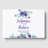 Livre d'or mariage fleuri à l'aquarelle violette (Recto)