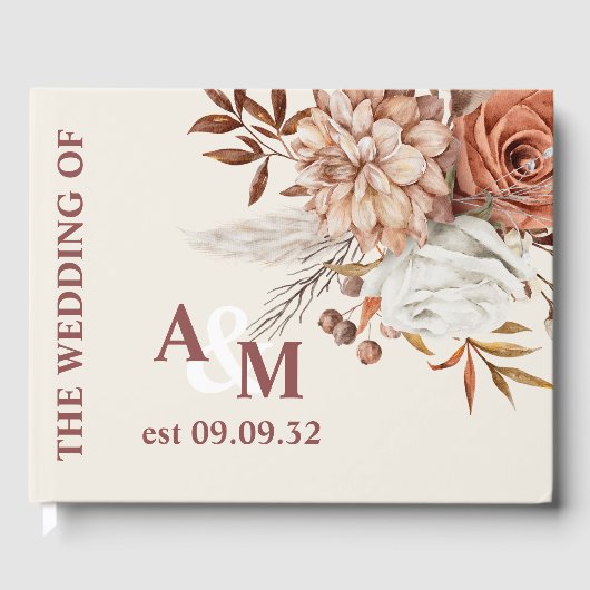 Livre D'or Mariage Fleurs de ventilateur séchées Terracotta B (Recto)
