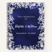 Livre d'or mariage flocons de neige bleu marine (Devant)