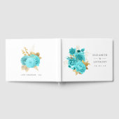 Livre D'or Mariage Floral Aqua et Gold (Complet)