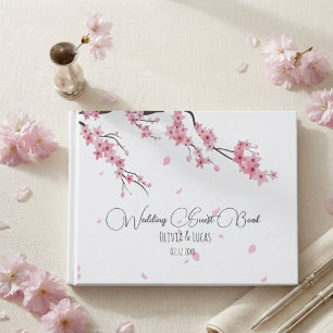 Livre D'or Mariage floral aquarelle Fleur de cerisier rose 