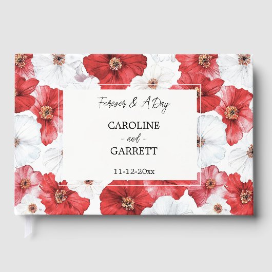 Livre D'or Mariage Floral blanc rouge (Recto)