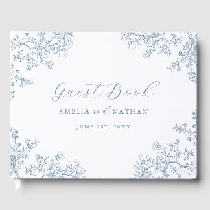 Livre D'or Mariage Floral bleu-Duché vintage